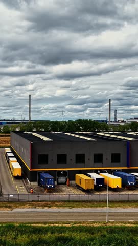 High angle view of a logistics facility and docks in Geel Belgium