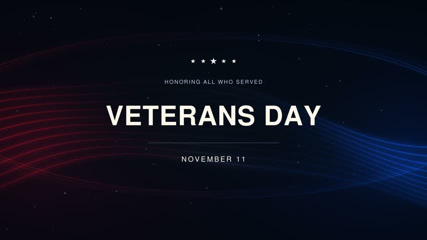 Veterans Day patriotic background honoring military service and veterans with American flag colors, stars, and a respectful tribute design.