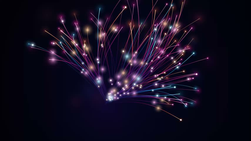 Colorful fireworks exploding in dark sky