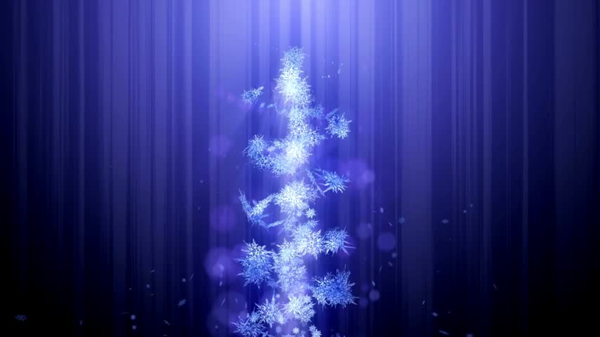 Glowing Christmas Tree Made of Snowflakes and Sparkling Blue Light on Dark Background