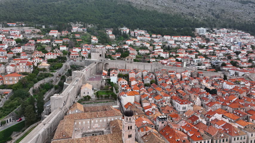Drone Shot of the Historic and Cultural City of Dubrovnik in Croatia