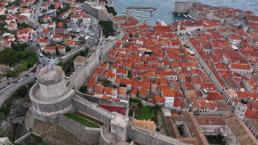 Aerial Drone Shots of the Medieval City of Dubrovnik in Croatia