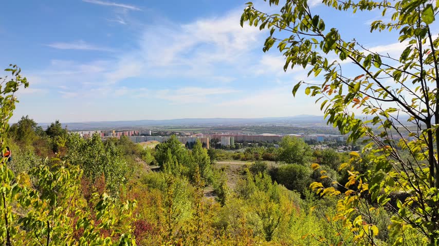 Panoramic view of Brno housing estate from Hady hill.