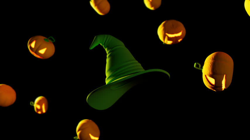 Hat and Pumpkins for Halloween. 3D motions designs.