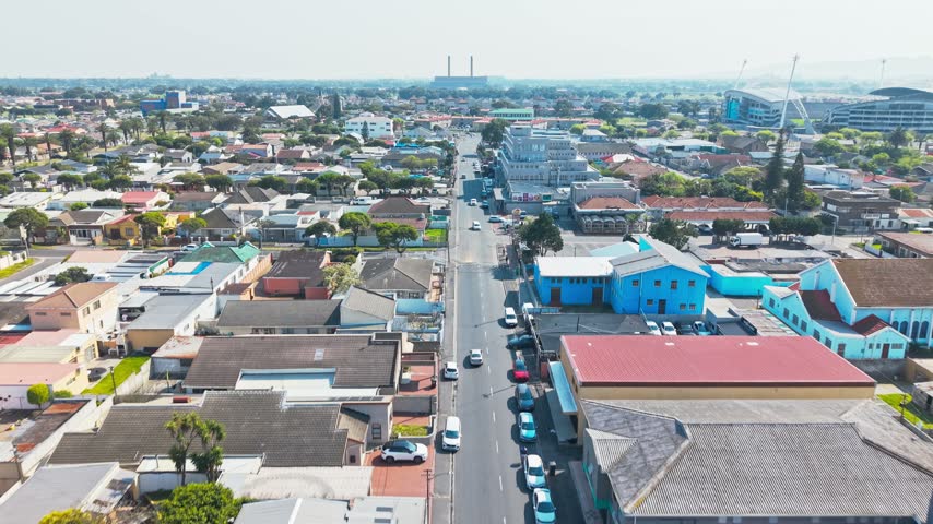 Aerial views of the suburbs of Cape Town, South Africa