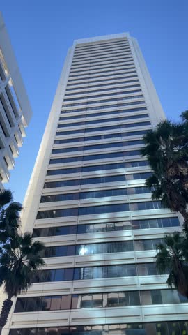 Vertical footage of a skyscraper in Downtown Perth, Western Australia. 