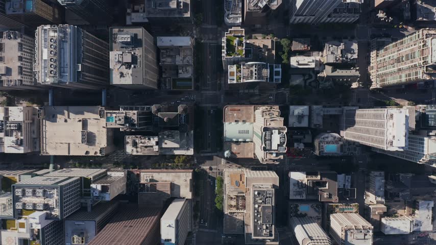 Aerial view of Chicago downtown skyscrapers and urban grid in Chicago, Illinois, United States.