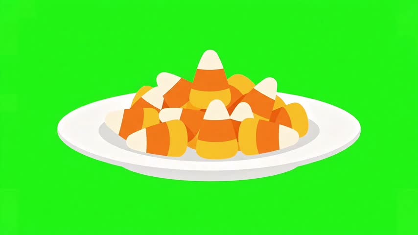 Plate of Halloween Candy Corn Sweets Vector Illustration, Spooky Autumn Holiday Food Clip Art