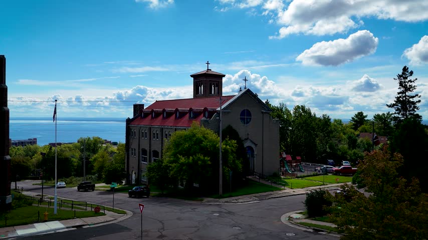 A view of the lake from the forest town