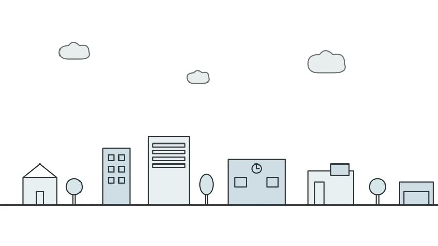 Minimalist Vector Cityscape Line Art Illustration