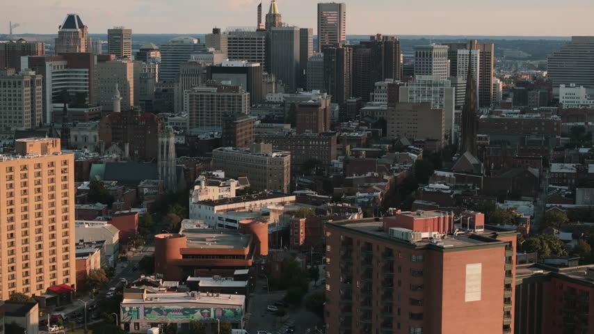 Aerial view of Baltimore on a summer day