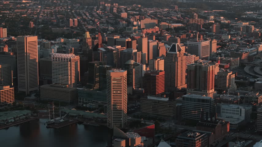 Aerial view of Baltimore on a summer day