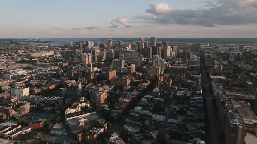 Aerial view of Baltimore on a summer day