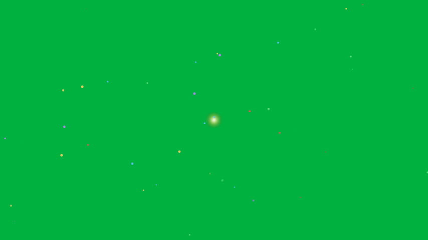 Colorful New Year 2027 fireworks bursting with golden, red, blue and green sparks in a classic starburst pattern on a pure green screen background. Ready for chroma key compositing in 4K.