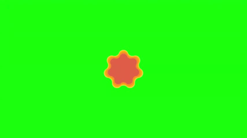 Layered abstract star or flower shape in warm yellow and orange vector illustration isolated on green screen.   