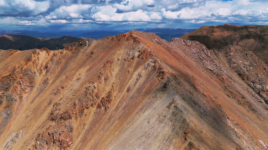 Top of summit Mount Missouri 14er Missouri Gulch Trail Mount Belfrod aerial drone Collegiate Peaks Wilderness landscape Elkhead Pass Colorado summer morning Sawatch Range Rocky Mountains forward