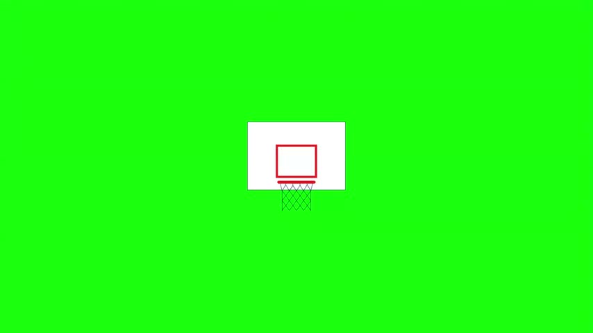 Basketball entering the hoop and backboard vector illustration isolated on green screen.   