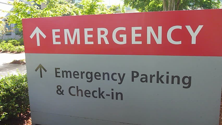 WASHINGTON HOSPITAL BUILDING - CIRCA 2013: Hospital entrance exterior with sign