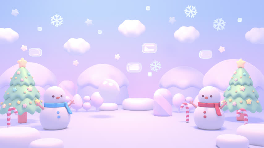 Cute snowman land animation. (loop)
