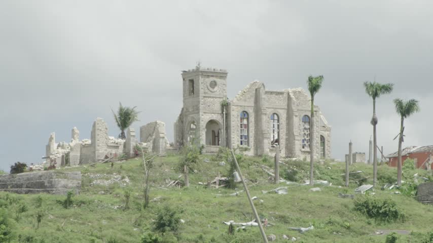 Remains of a religious building on a hilltop in rural Jamaica 