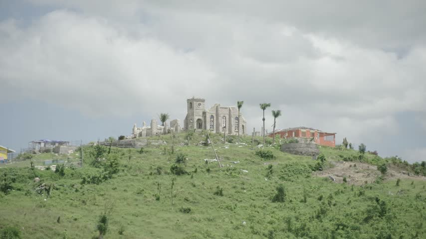 Remains of a religious building on a hilltop in Jamaica 