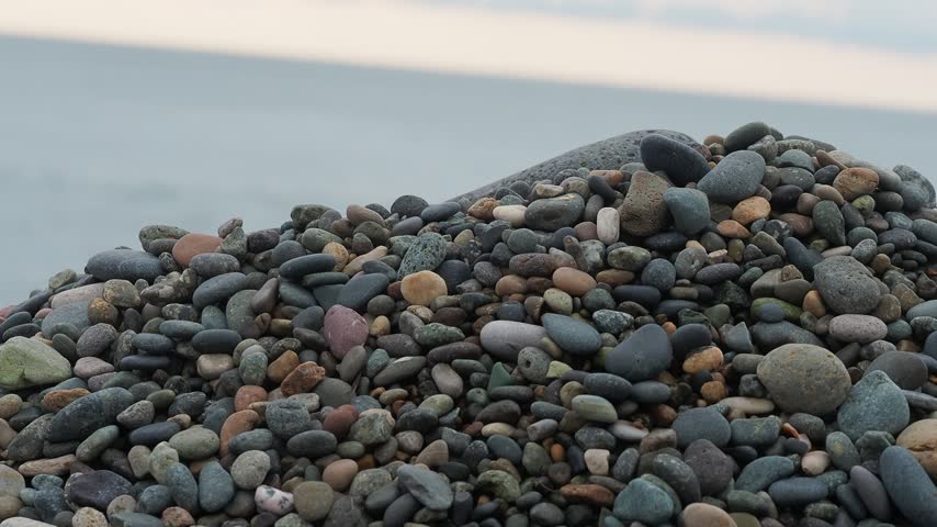 multicolored pebbles on the seashore