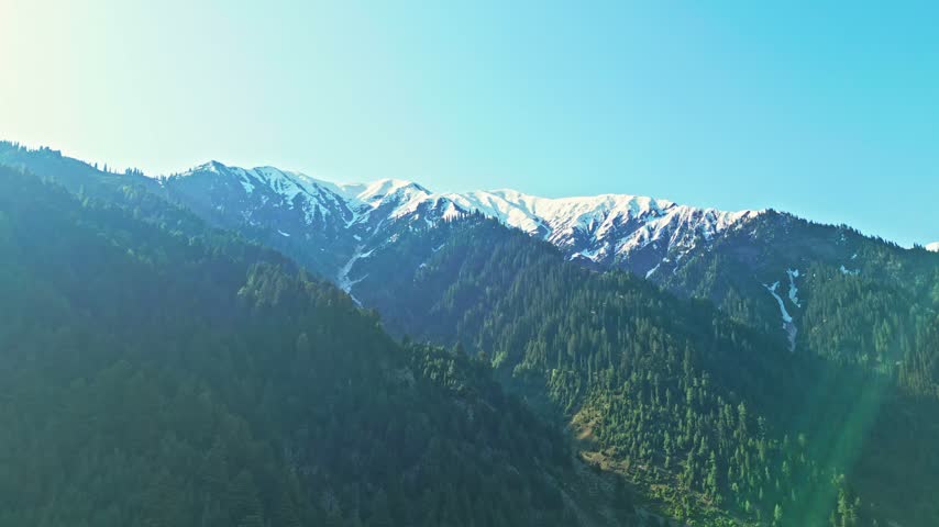 Majestic Snow Covered Mountain Peaks Rising Above a Remote Valley in Naran, Northern Pakistan