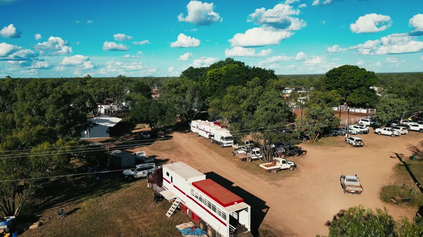 Farmers preparing for a bull riding rodeo in the Northern Territory, Australia