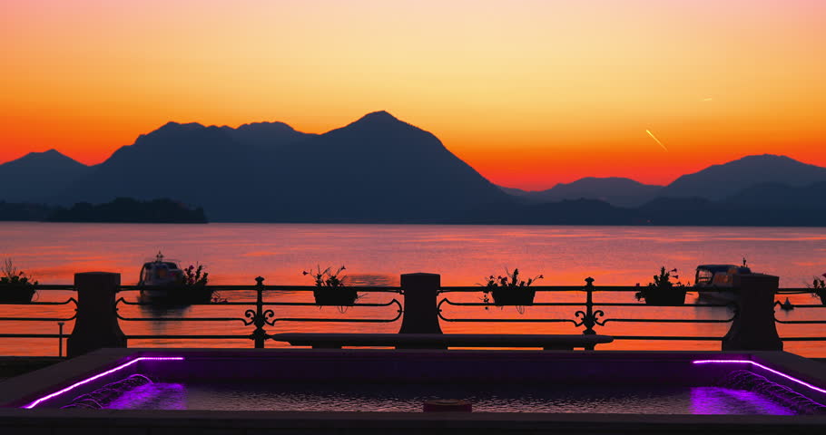 Landscape at dawn in Baveno on lake Maggiore in Italy