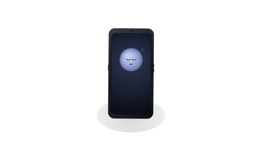 Flat design vector illustration of a smartphone character sleeping, showcasing frame-by-frame animation sequence for mobile apps or UI design.