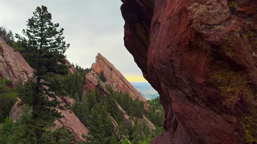 Chautauqua Park Royal Arch Trail Flatirons Boulder Colorado Front Range Rocky Mountains foothills nature landscape spring summer afternoon overcast clouds hiking trail ponderosa pine forest Red Rocks
