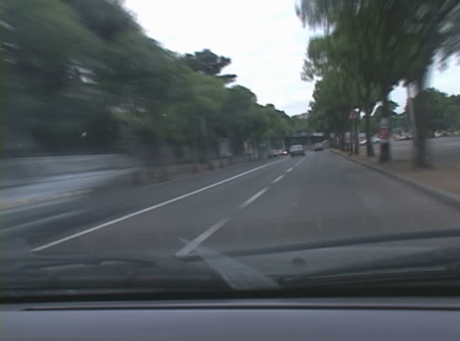 fast moving car through the city