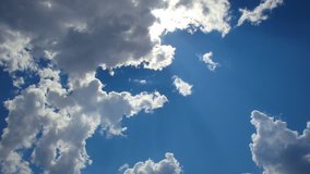 Blue sky, white clouds, bright sun, time lapse video