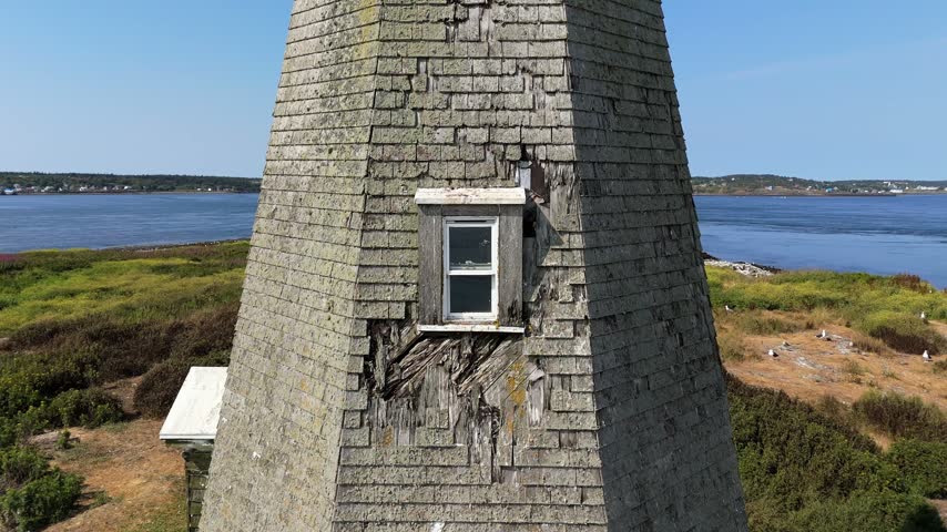 Explore breathtaking aerial perspectives of the historic lighthouses in Nova Scotia, Canada, highlighting the serene coastal beauty of Digby.