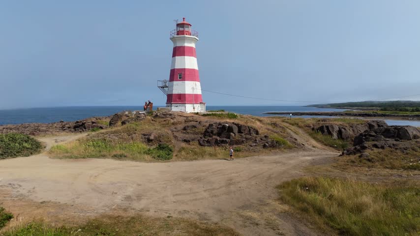 Explore stunning aerial views of the iconic lighthouses in Nova Scotia