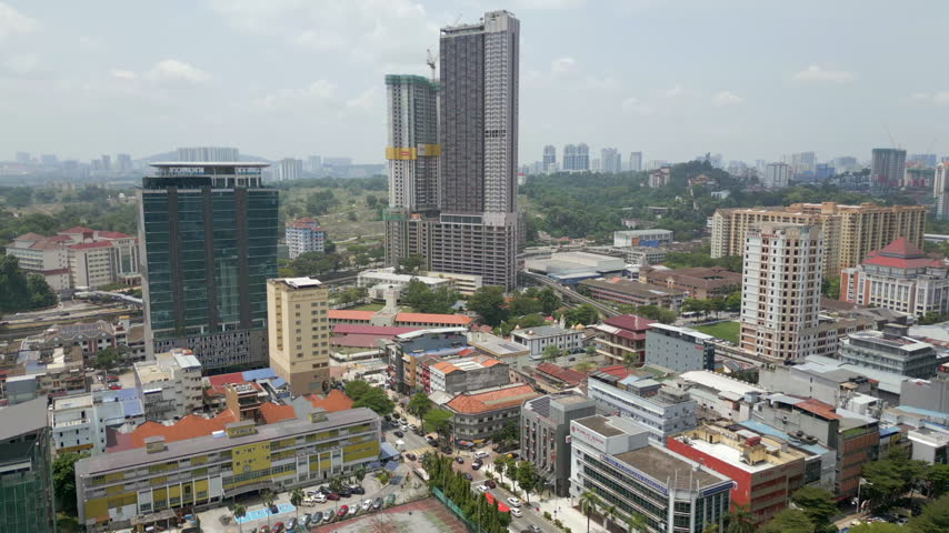 KL Sentral Area Buildings Streets And Traffic Kuala Lumpur Downtown Malaysia Static Landscape Shot 4K 60FPS