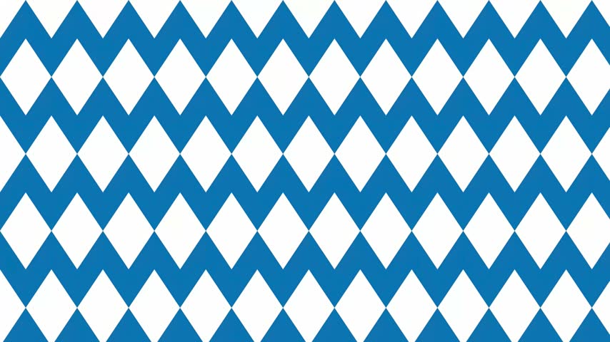Oktoberfest beer festival animation featuring traditional frothy malt beverage mugs with salty snack pretzel and festive diamond banner graphics on a blue backdrop for celebratory tavern drink promo