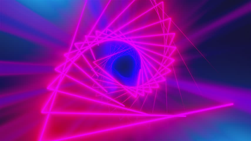 Triangles Neon Tunnel. Computer generated render
