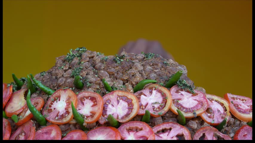 Chickpeas (chole) with fresh red tomatoes and green chilies, Indian cooking ingredients for chole masala