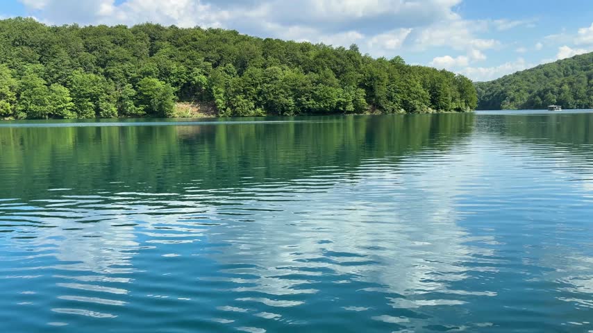 View from a boat on Lake Kojak, Plitvice Lakes National Park, a World Heritage Site