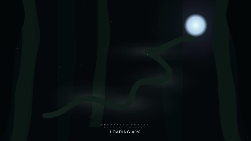Glowing Light Path Through A Dark Enchanted Forest Loading