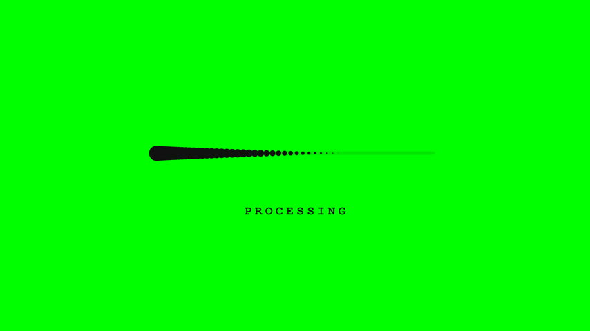 Seamless loop of a horizontal comet trail moving back and forth over a straight track on a green screen.