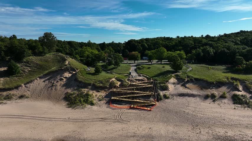 View of the project from above the water of Lake Michigan.