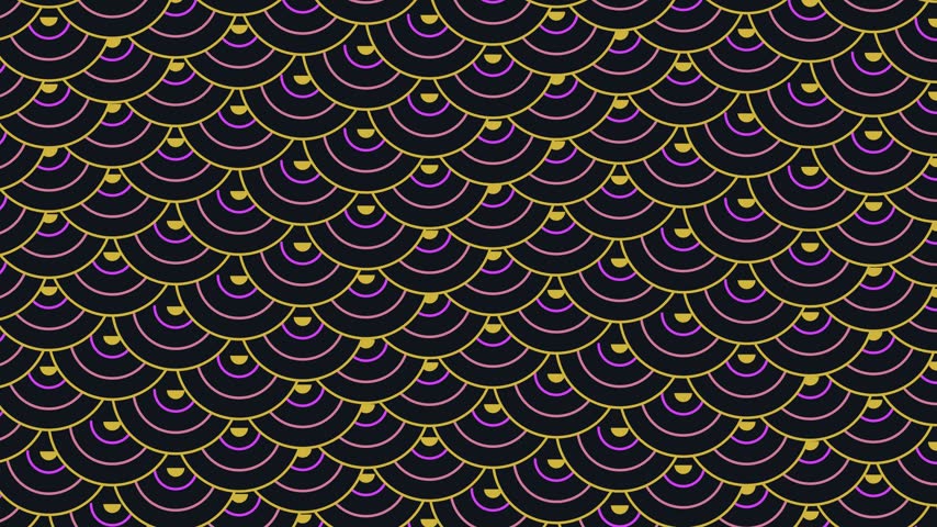 Vibrant purple and gold Japanese scale pattern repeating background