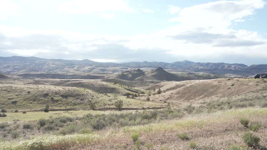 Panoramic view of rolling Painted Hills and sagebrush in Oregon