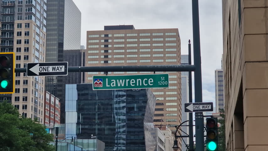 Lawrence Street Sign in Downtown Denver Colorado USA