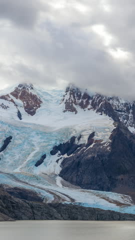Majestic glacier and snow covered mountain peaks in Patagonia, Argentina