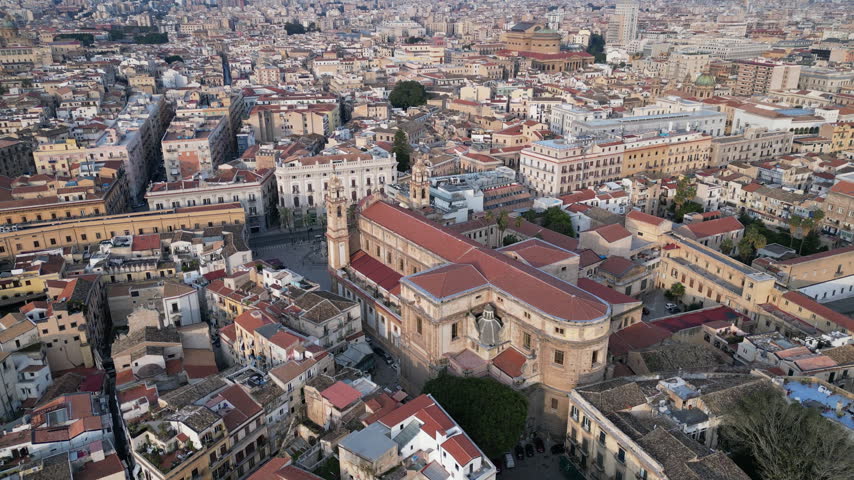 Aerial view of Church of Saint Domenico, religion and architecture in Palermo Italy