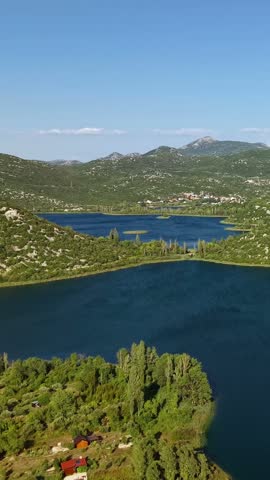 Baina Jezera, Croatia, aerial view of lakes, landscape, mountains and nature