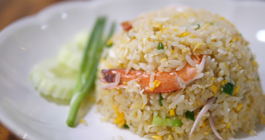 Close up of shrimp fried rice on plate